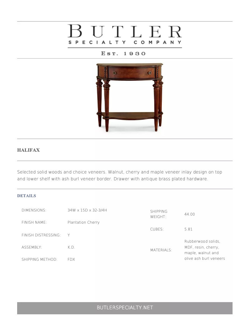 Page 1 de la notice Manuel utilisateur Butler Hailfax 0589024