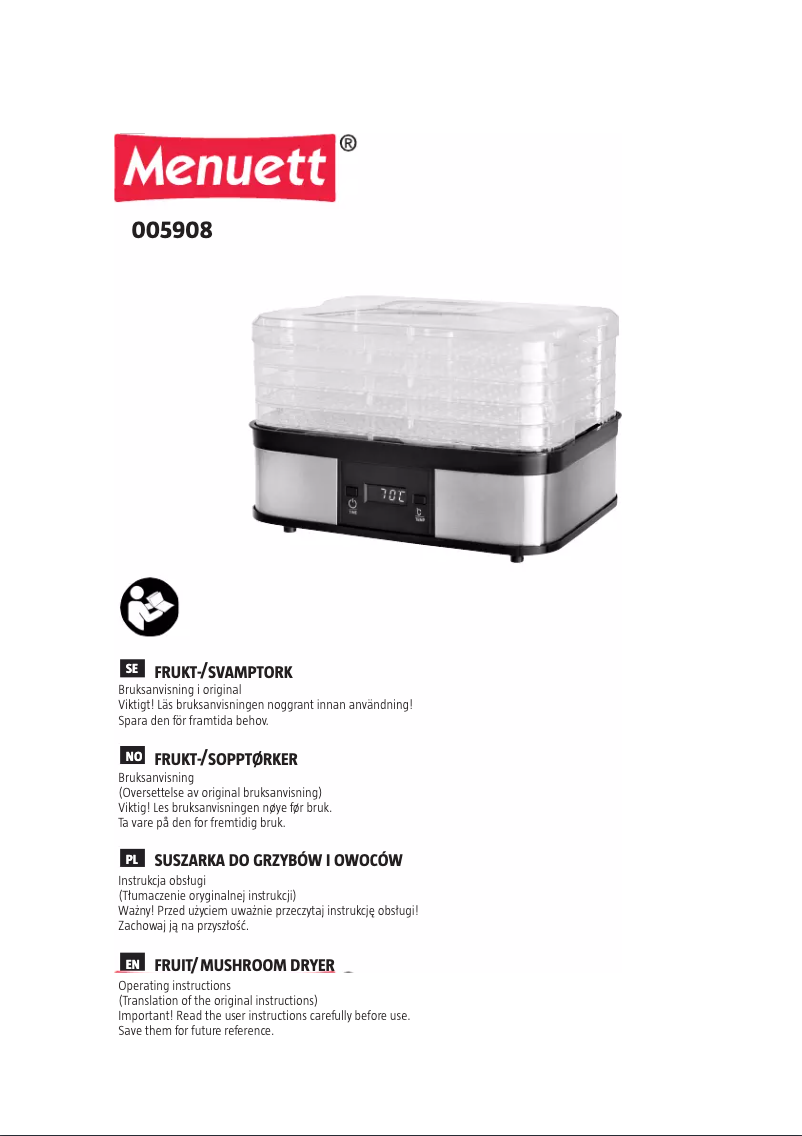 Page 1 de la notice Manuel utilisateur Menuett 005-908