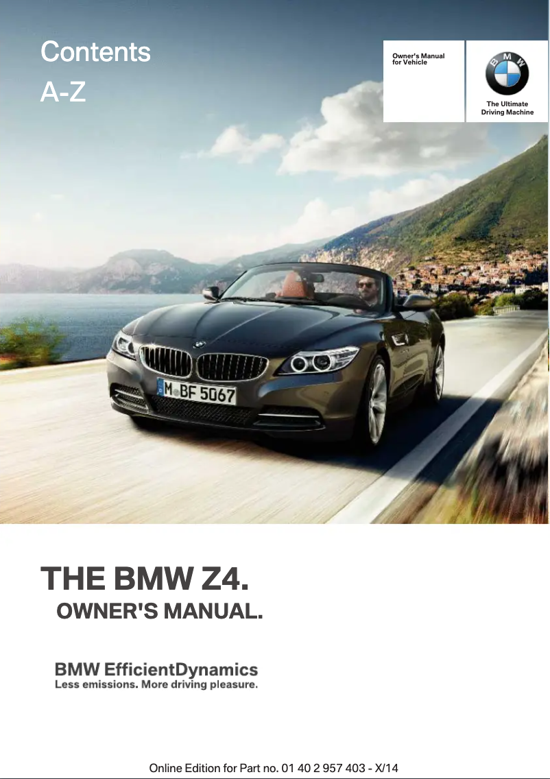 Page 1 de la notice Manuel utilisateur BMW Z4 sDrive35is (2016)