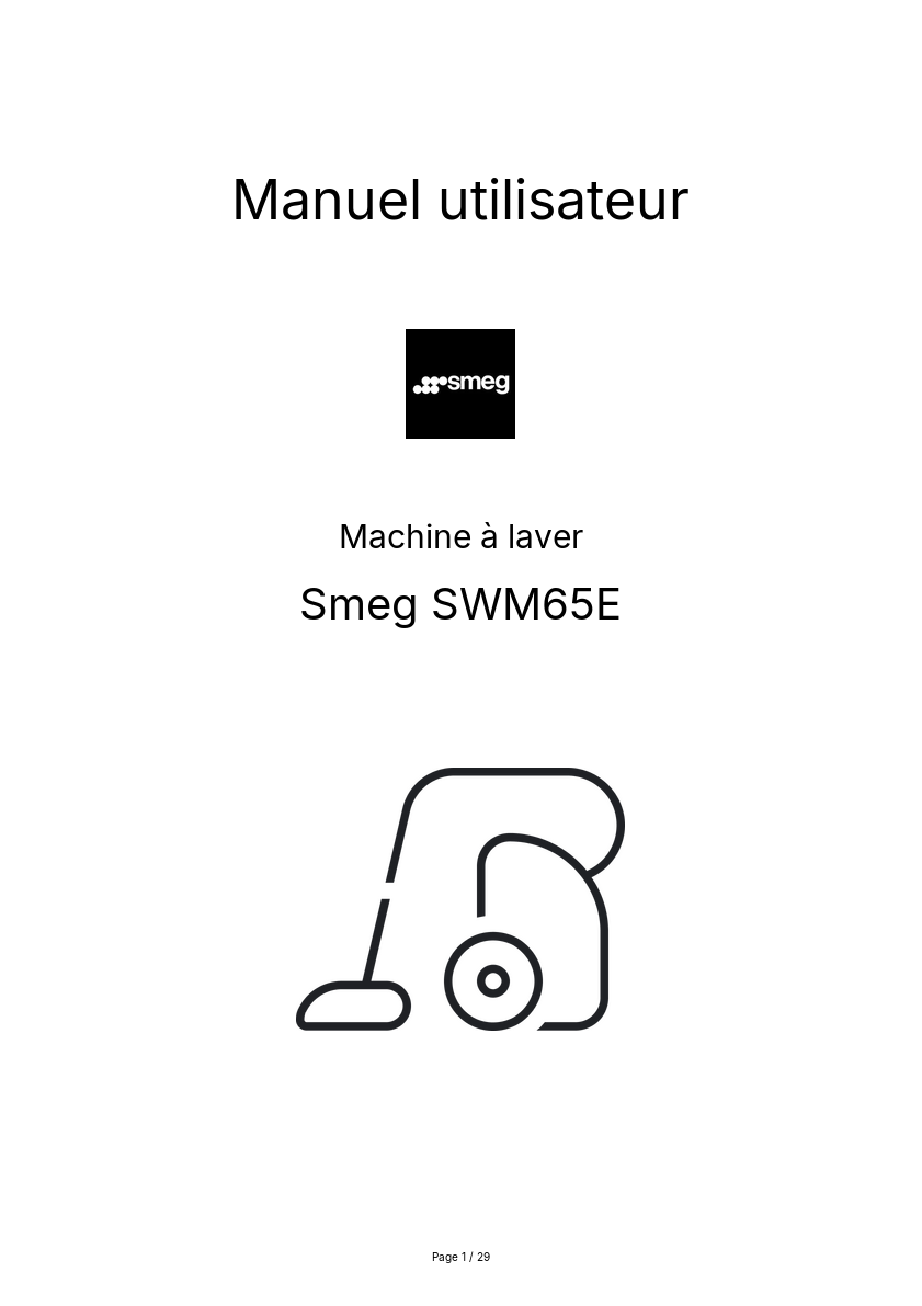 Page n°1 - Manuel utilisateur Smeg SWM65E