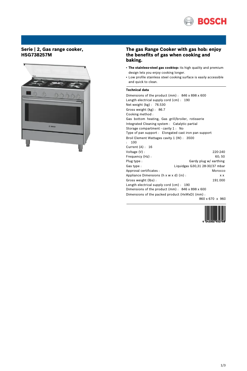 Image de la première page du manuel de l'appareil HSG738257M