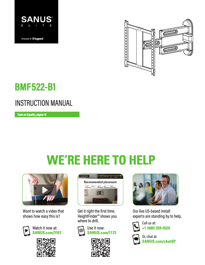 Page 1 de la notice Manuel utilisateur Sanus BMF522