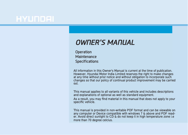 Page 1 of the manual User Manual Hyundai i20 Active (2016)