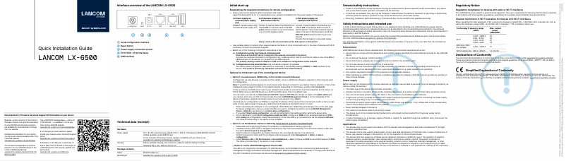 Page n°1 - Guide d'installation Lancom LX-6500