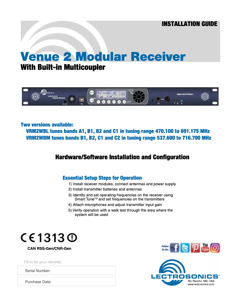 Imagen de la primera página del manual del dispositivo Venue2-941