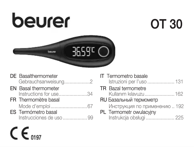 Page n°1 - Manuel utilisateur Beurer OT 30