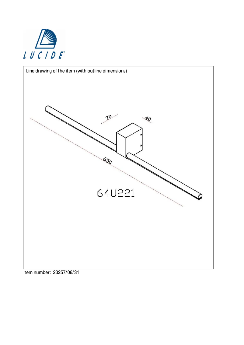 Page 1 de la notice Manuel utilisateur Lucide Sirius 23257/06/31
