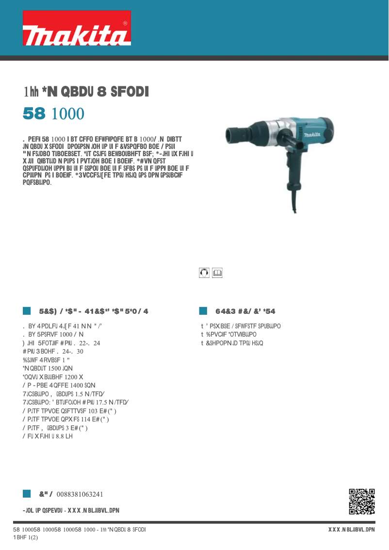 Page n°1 - Fiche technique Makita TW1000