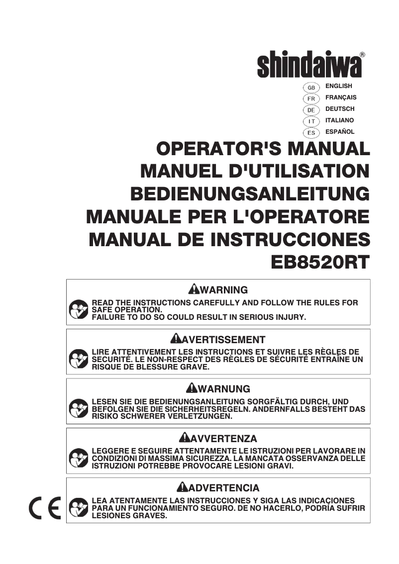 Page 1 de la notice Manuel utilisateur Shindaiwa EB8520RT