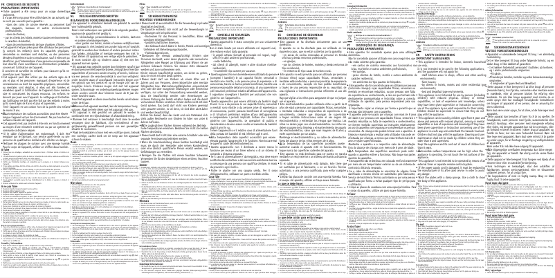 Page 1 de la notice Manuel utilisateur Tefal Snack Collection SW852D