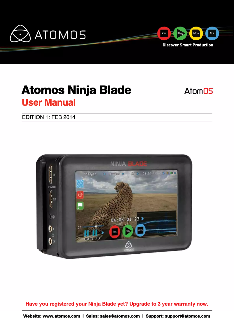 Page n°1 - Manuel utilisateur Atomos Ninja Blade