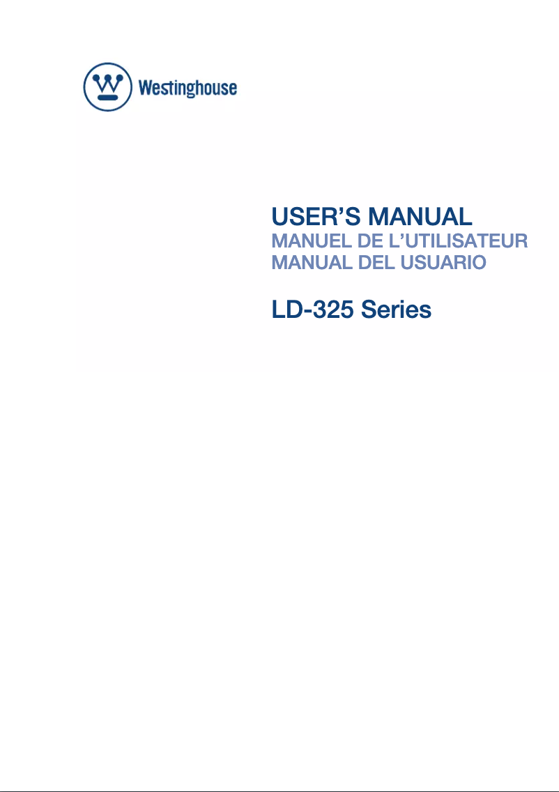 Page n°1 - Manuel utilisateur Westinghouse LD-3255VX