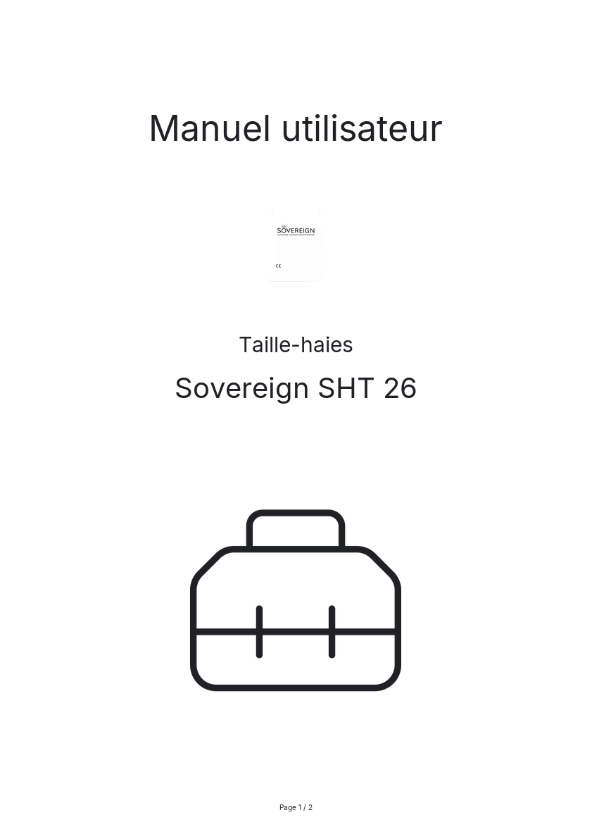 Page n°1 - Manuel utilisateur Sovereign SHT 26