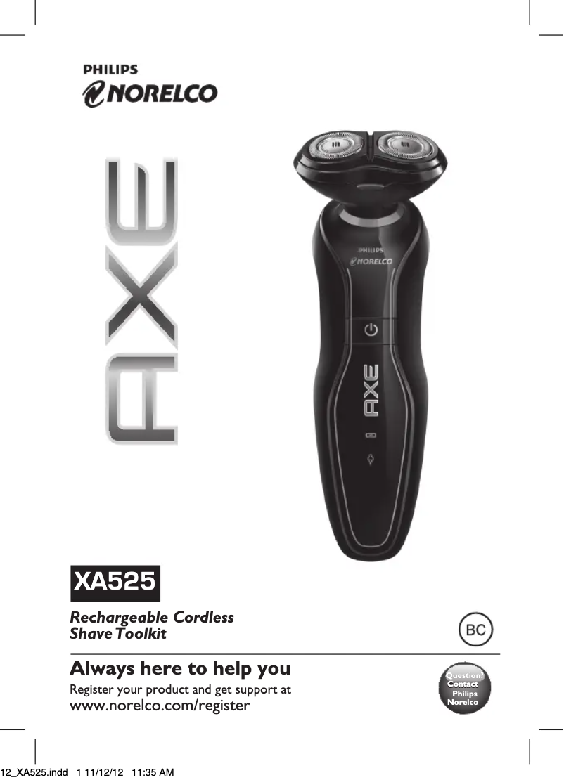 Page n°1 - Manuel utilisateur Philips Norelco XA525