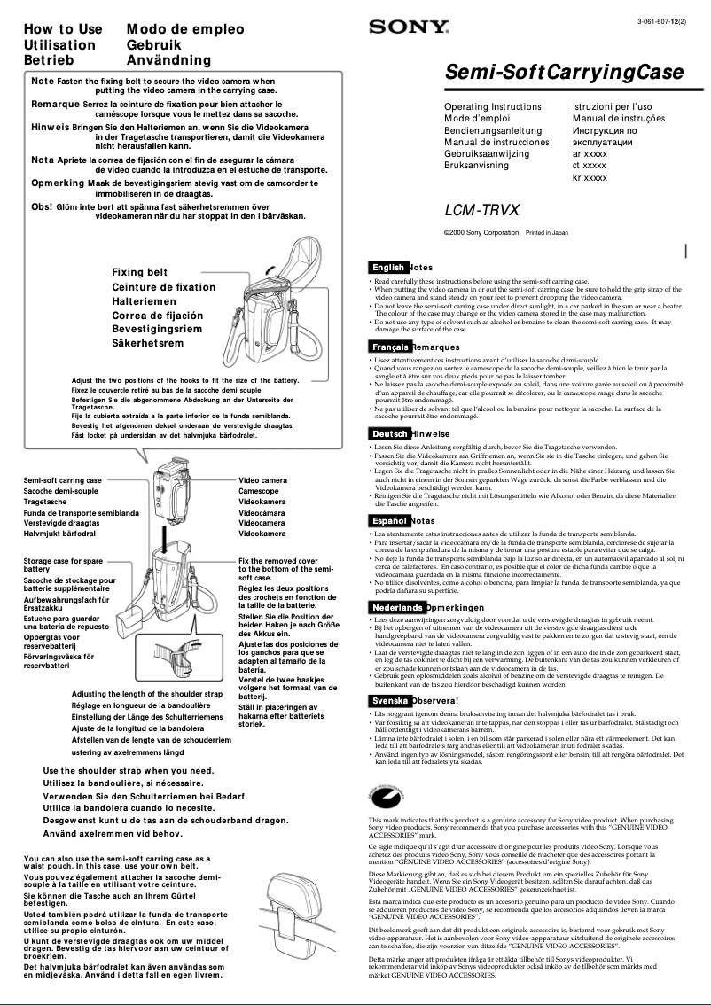 Page n°1 - Manuel utilisateur Sony LCM-TRVX
