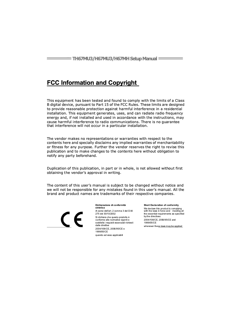 Imagen de la primera página del manual del dispositivo H67MH