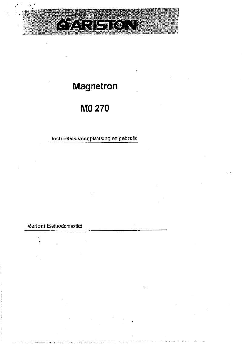 Página 1 del manual Manual de usuario Ariston Thermo MO 270