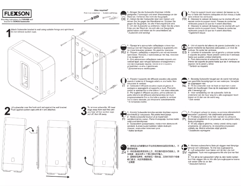 Page 1 de la notice Manuel utilisateur Flexson FXSUBB