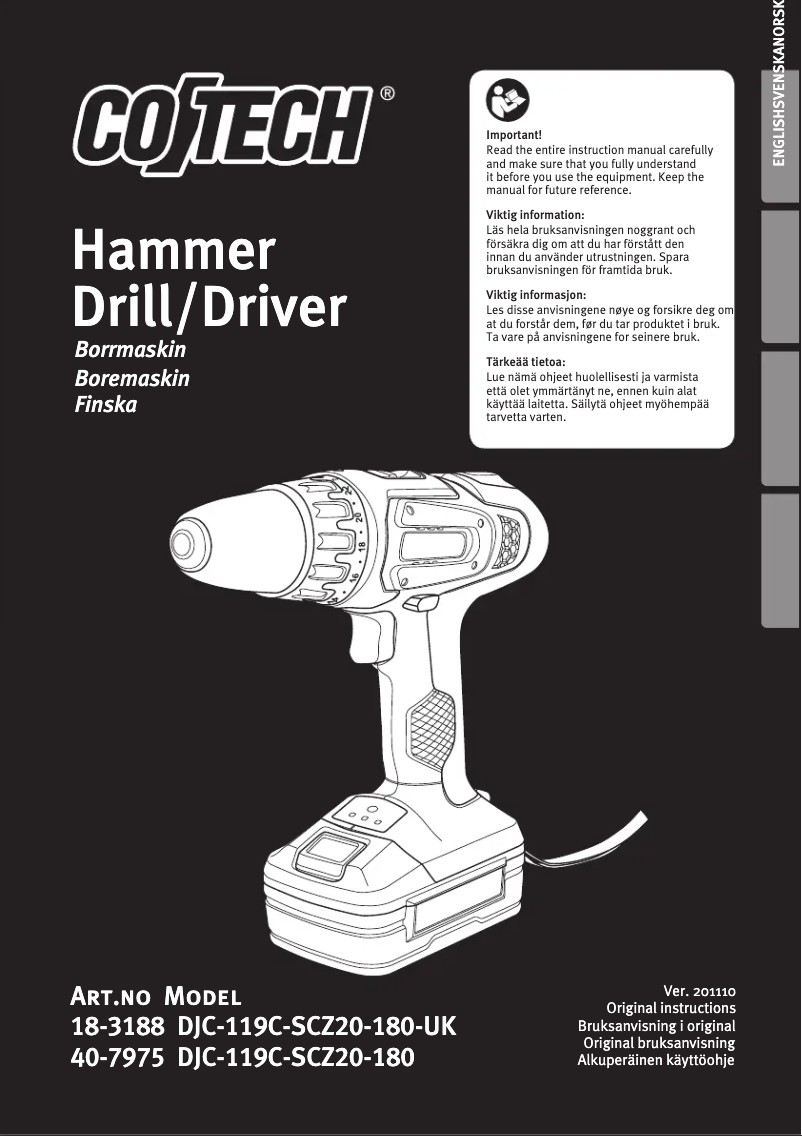 Page 1 de la notice Manuel utilisateur Cotech DJC-119C-SCZ20-180