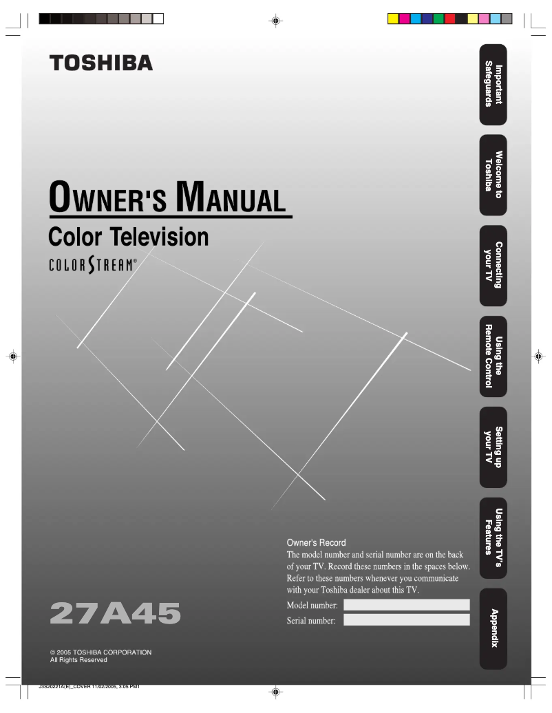 Page n°1 - Manuel utilisateur Toshiba 27A45