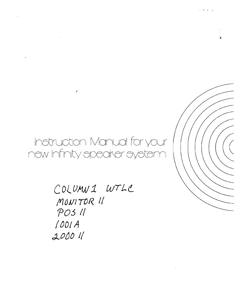 Page 1 de la notice Manuel utilisateur Infinity 1001A