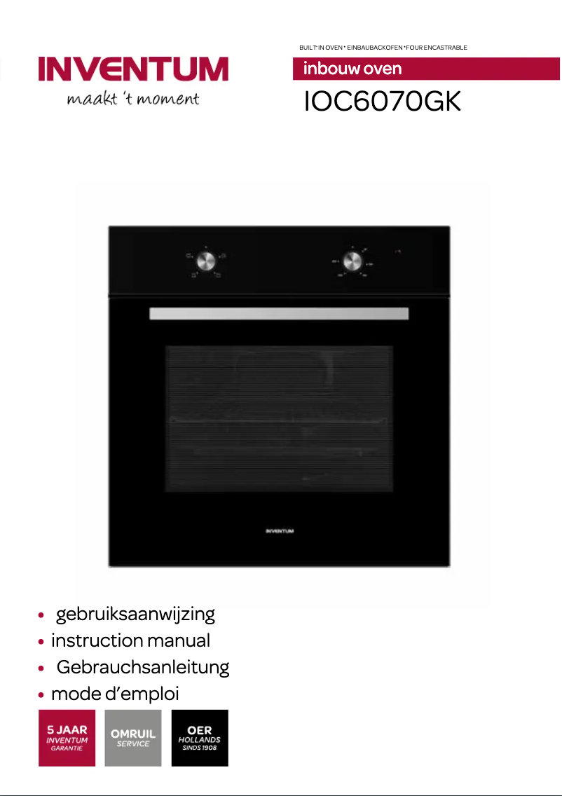 Page n°1 - Manuel utilisateur Inventum IOC6070GK