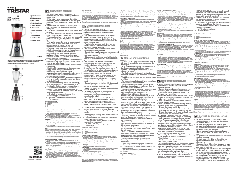 Page 1 de la notice Manuel utilisateur TriStar BL-4436