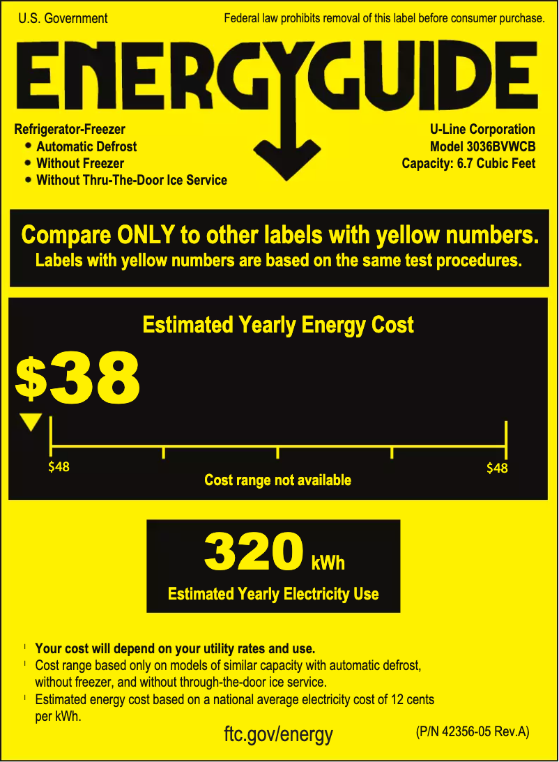 Page n°1 - Label énergétique U-Line U-3036BVWCS-13B