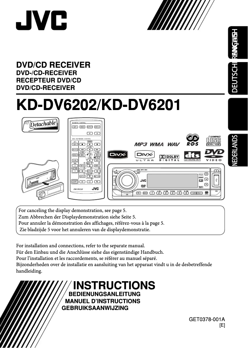 Page 1 de la notice Manuel utilisateur JVC KD-DV6201