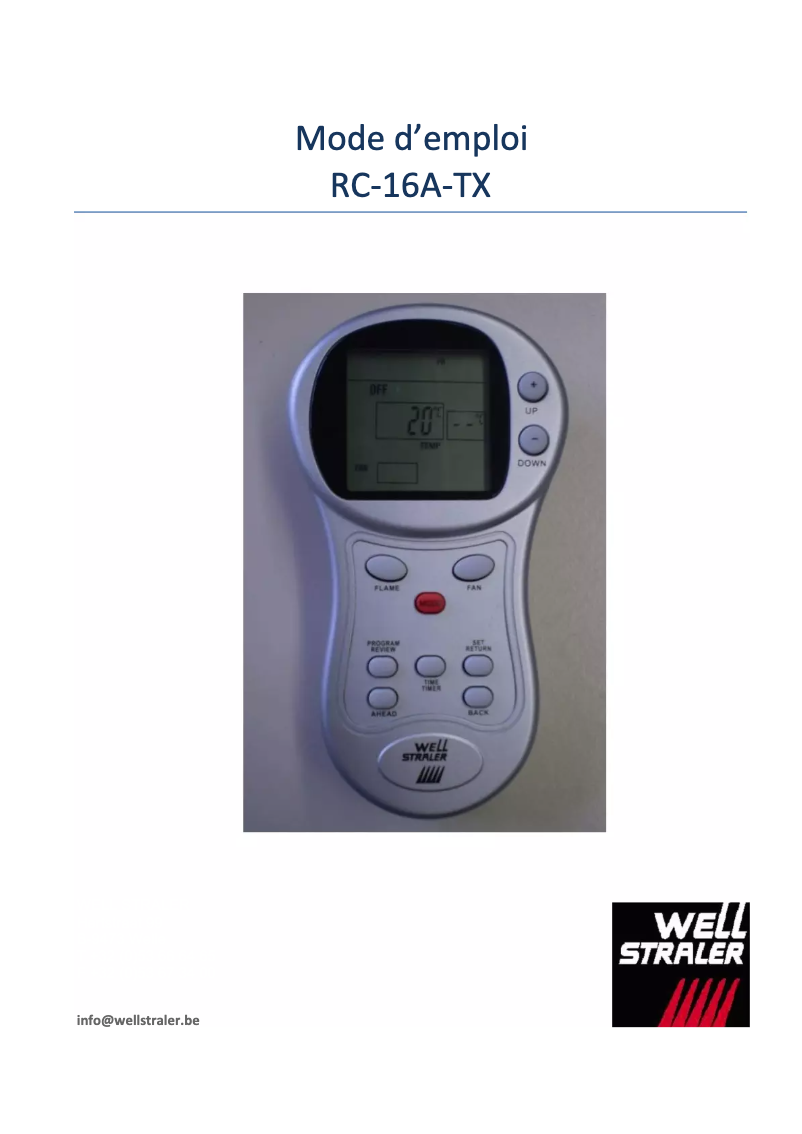 Image de la première page du manuel de l'appareil RC-16A-TX