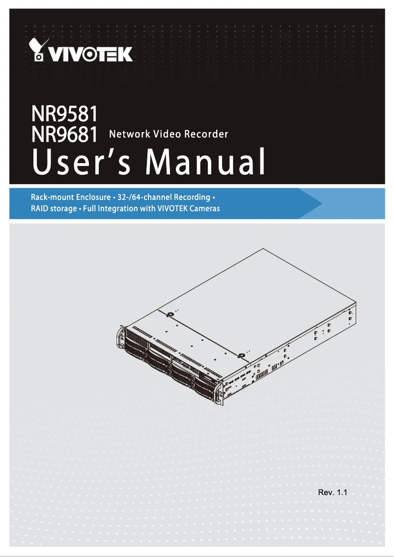 Page 1 de la notice Manuel utilisateur Vivotek NR9581-v2
