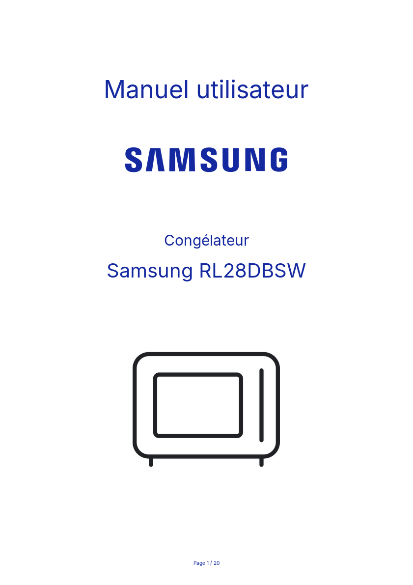 Page n°1 - Manuel utilisateur Samsung RL28DBSW