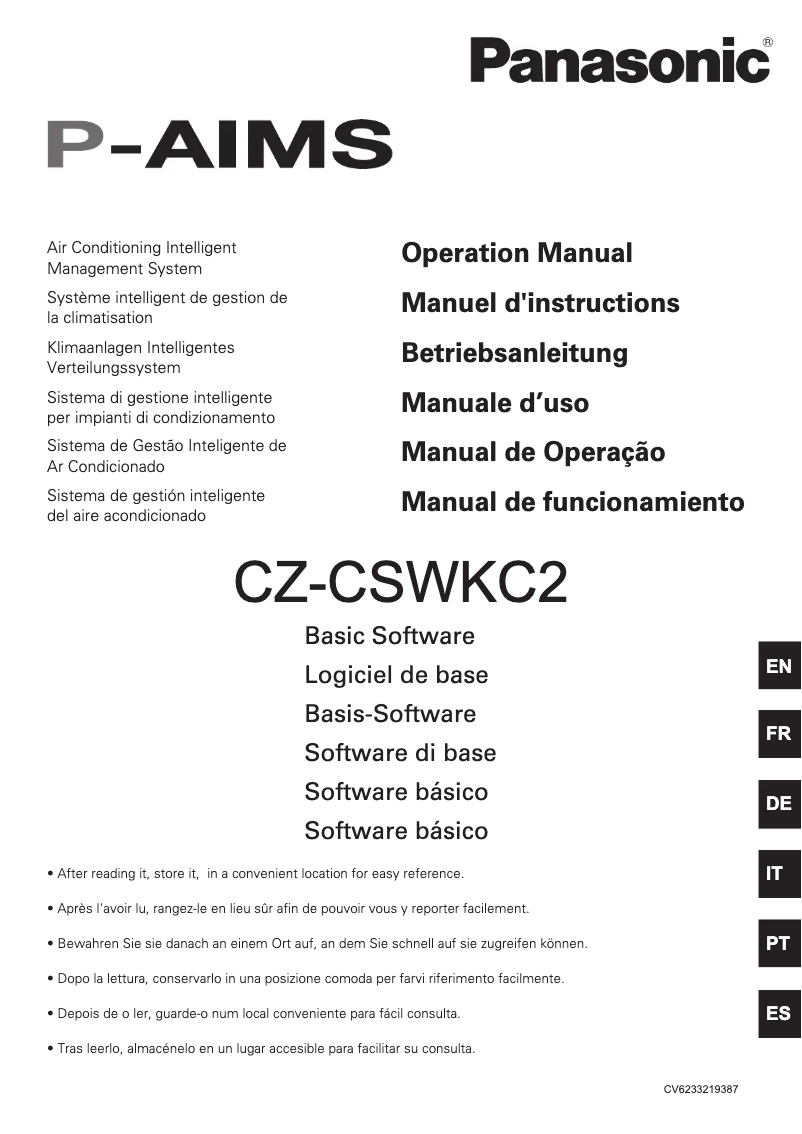 Page n°1 - Manuel utilisateur Panasonic CZ-CSWKC2