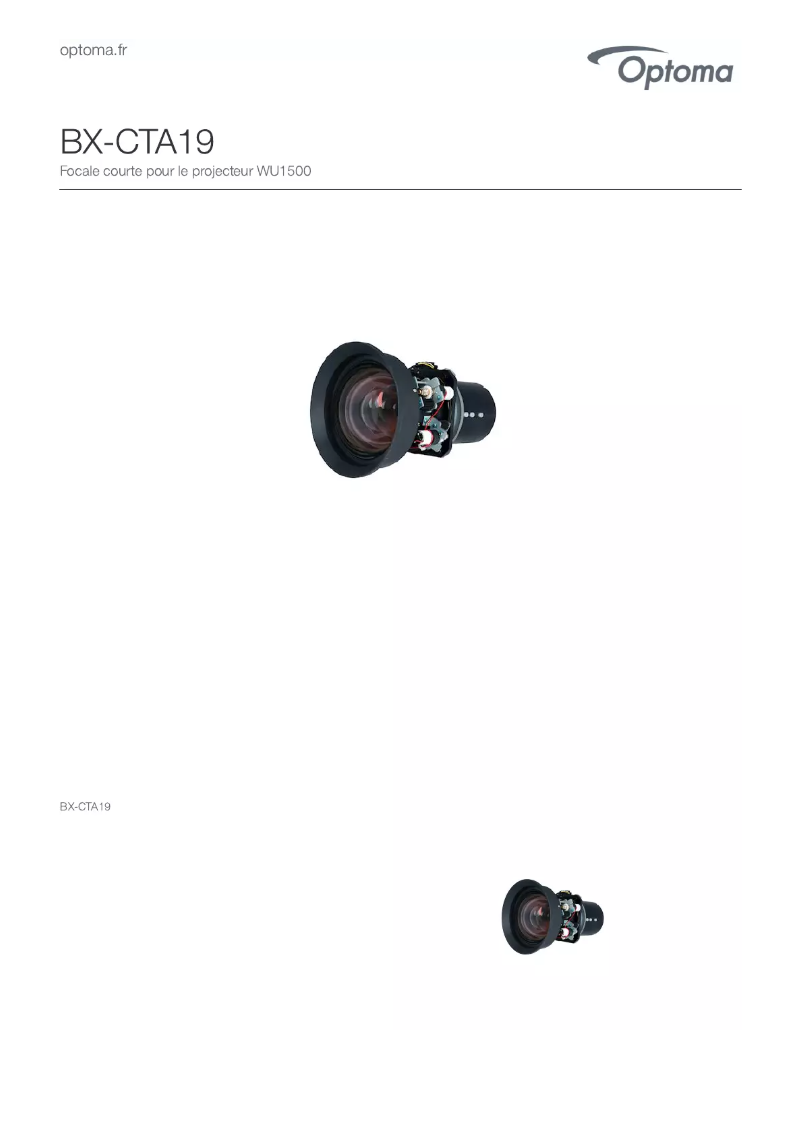 Page 1 de la notice Manuel utilisateur Optoma BX-CTA19