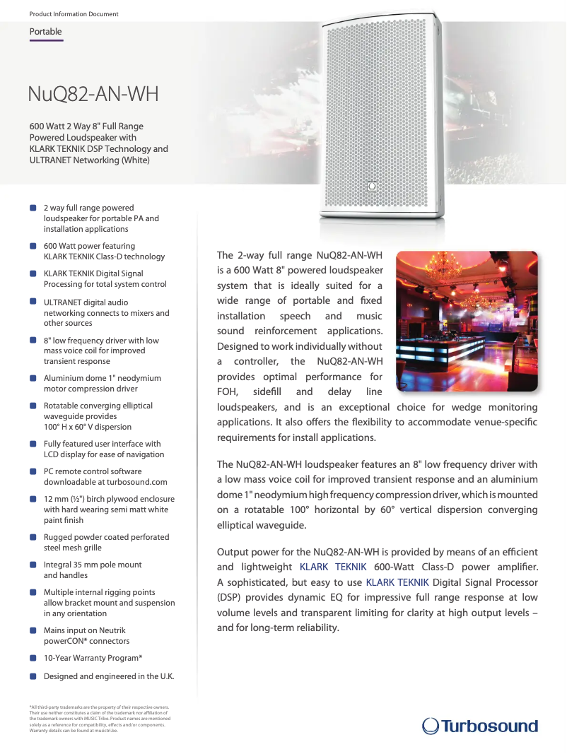 Page n°1 - Fiche technique Turbosound NuQ82-AN