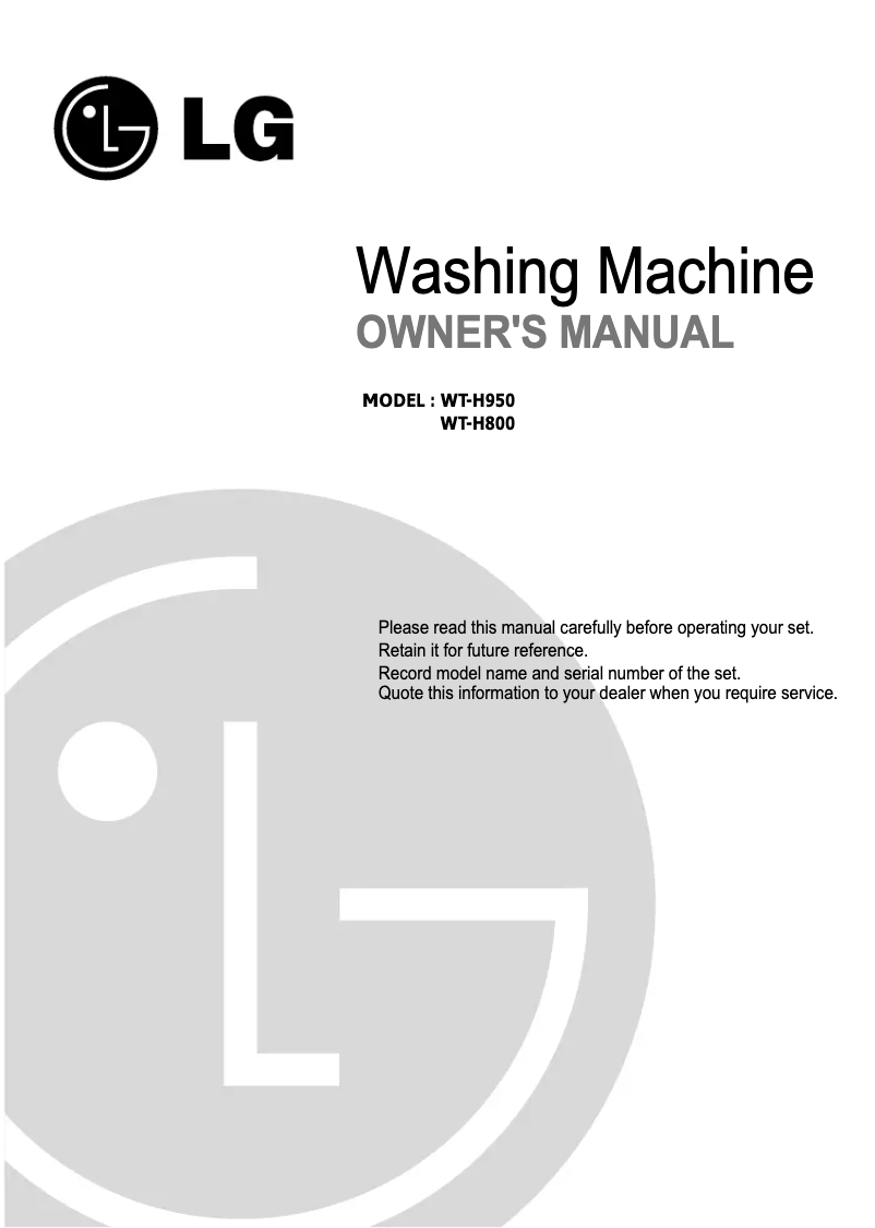 Page n°1 - Manuel utilisateur LG WT-H950