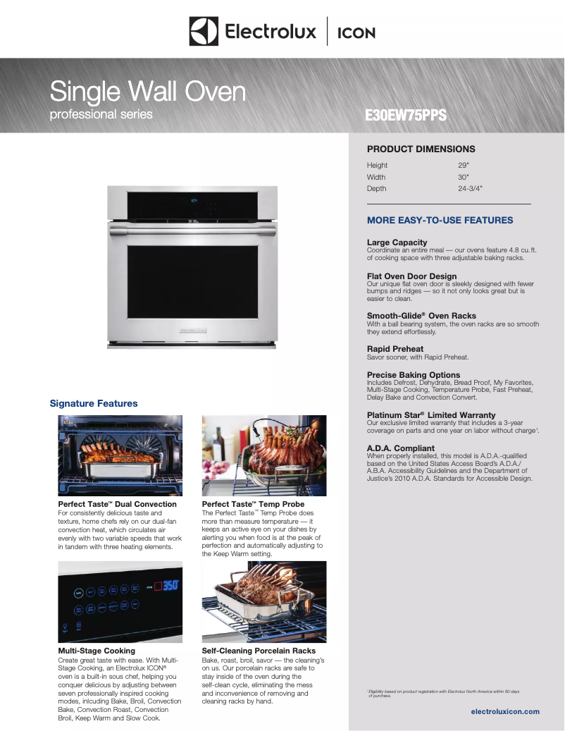 Page n°1 - Fiche technique Electrolux ICON E30EW75PPS