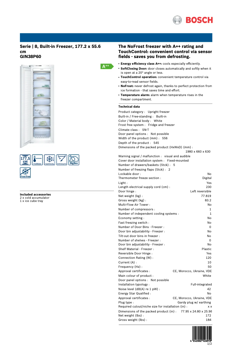 Image de la première page du manuel de l'appareil GIN38P60