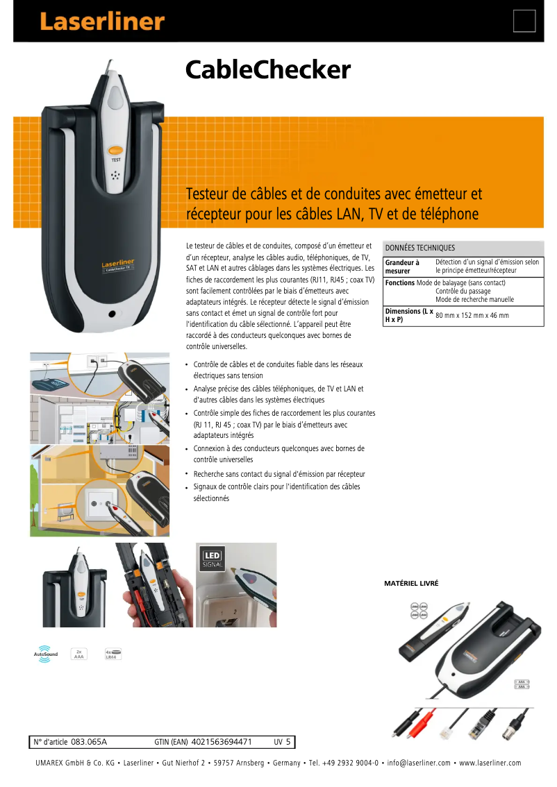 Image de la première page du manuel de l'appareil CableChecker