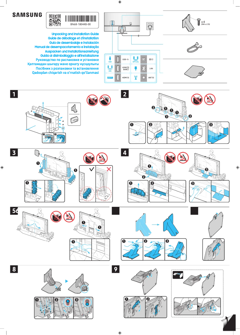 Page 1 de la notice Guide d'installation Samsung QA98QN90DAU