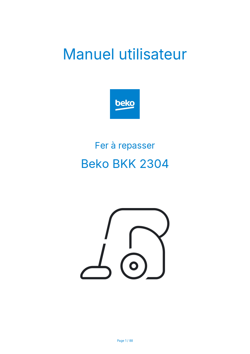 Page n°1 - Manuel utilisateur Beko BKK 2304