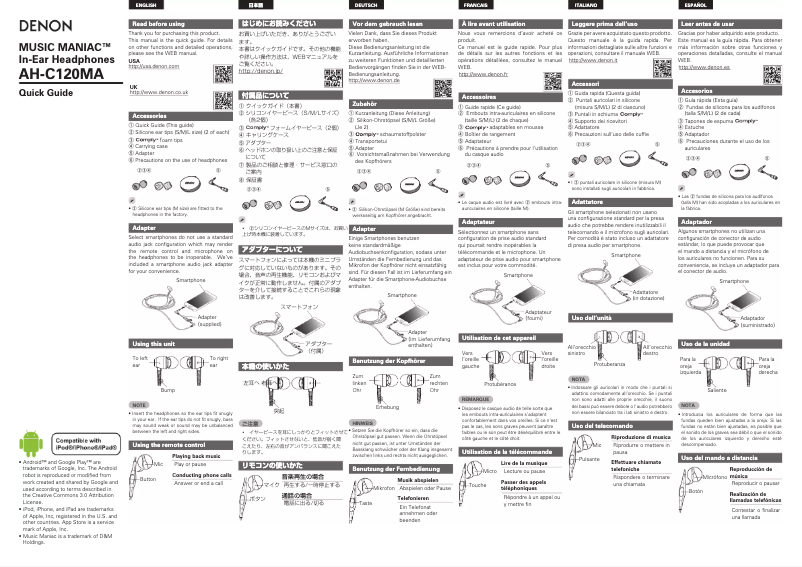 Page n°1 - Manuel utilisateur Denon AH-C120MA
