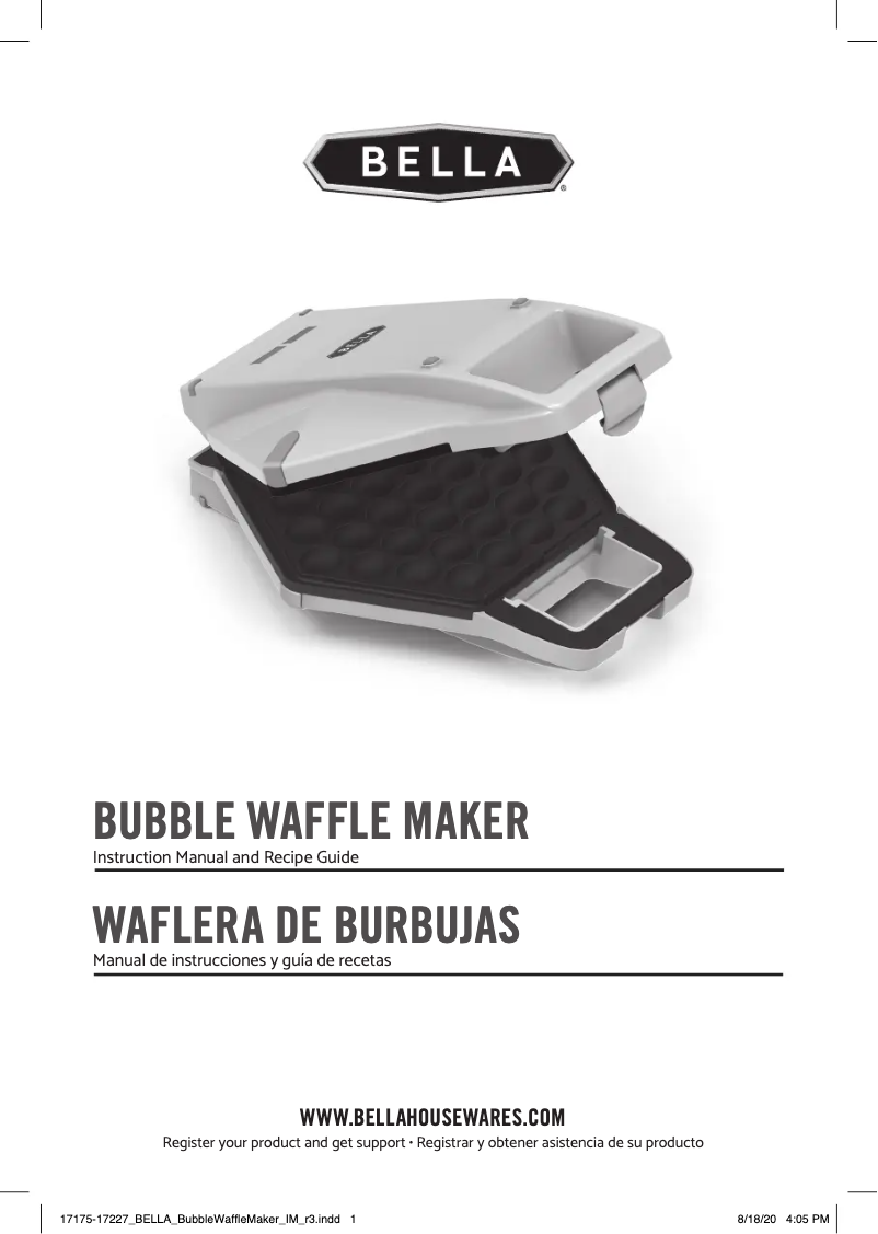 Image de la première page du manuel de l'appareil Bubble Waffle Maker