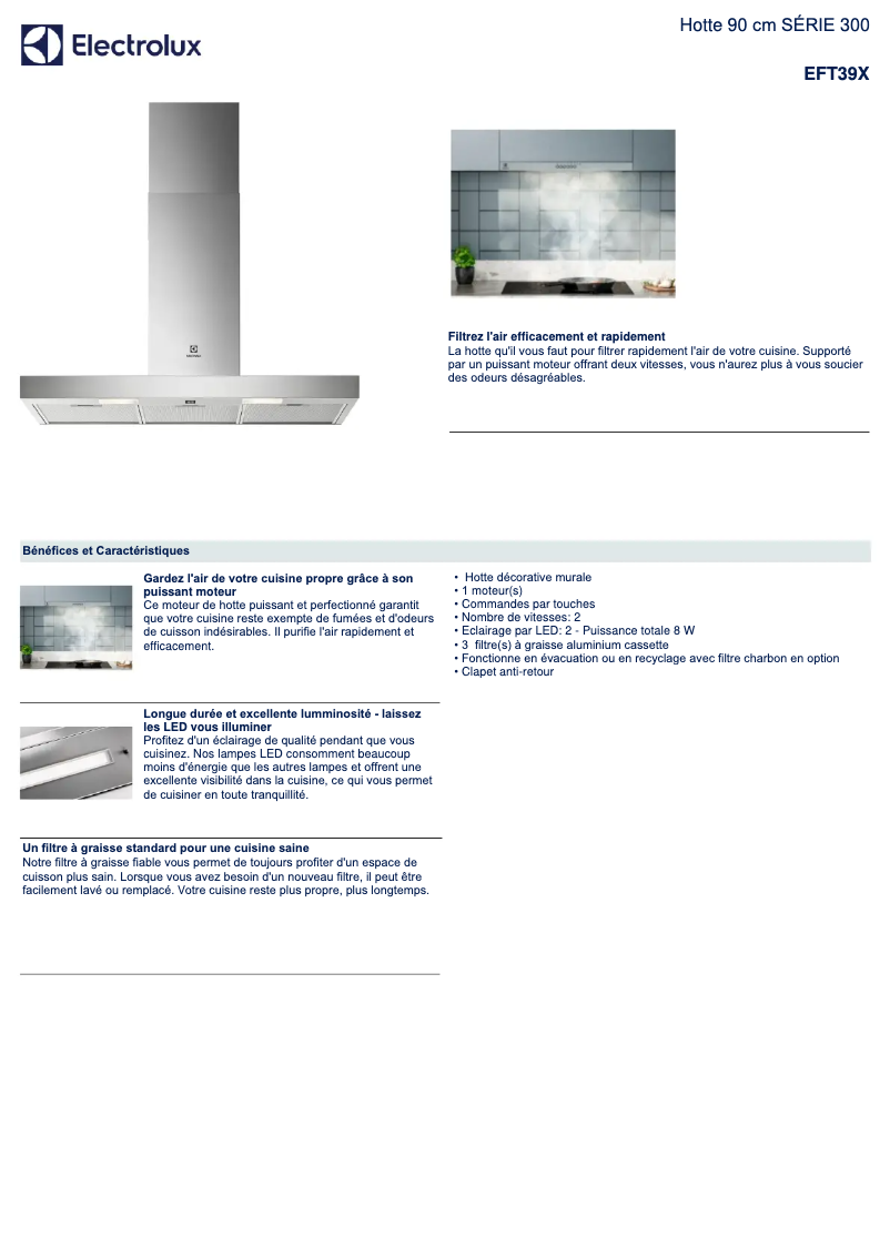 Page n°1 - Fiche technique Electrolux EFT39X