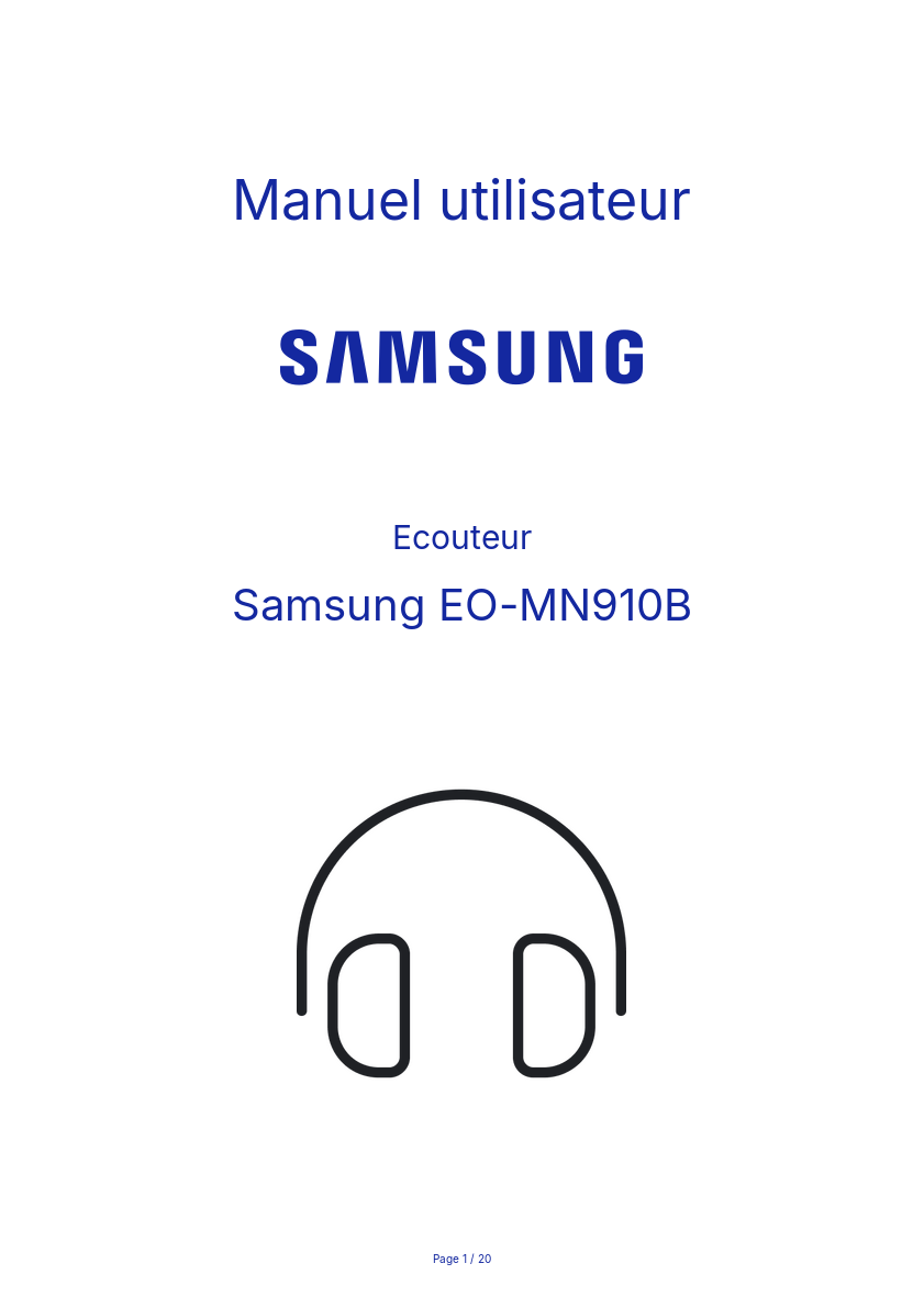 Page n°1 - Manuel utilisateur Samsung EO-MN910B