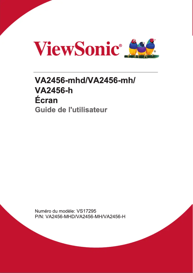 Page 1 de la notice Manuel utilisateur Viewsonic VA2456-MHD