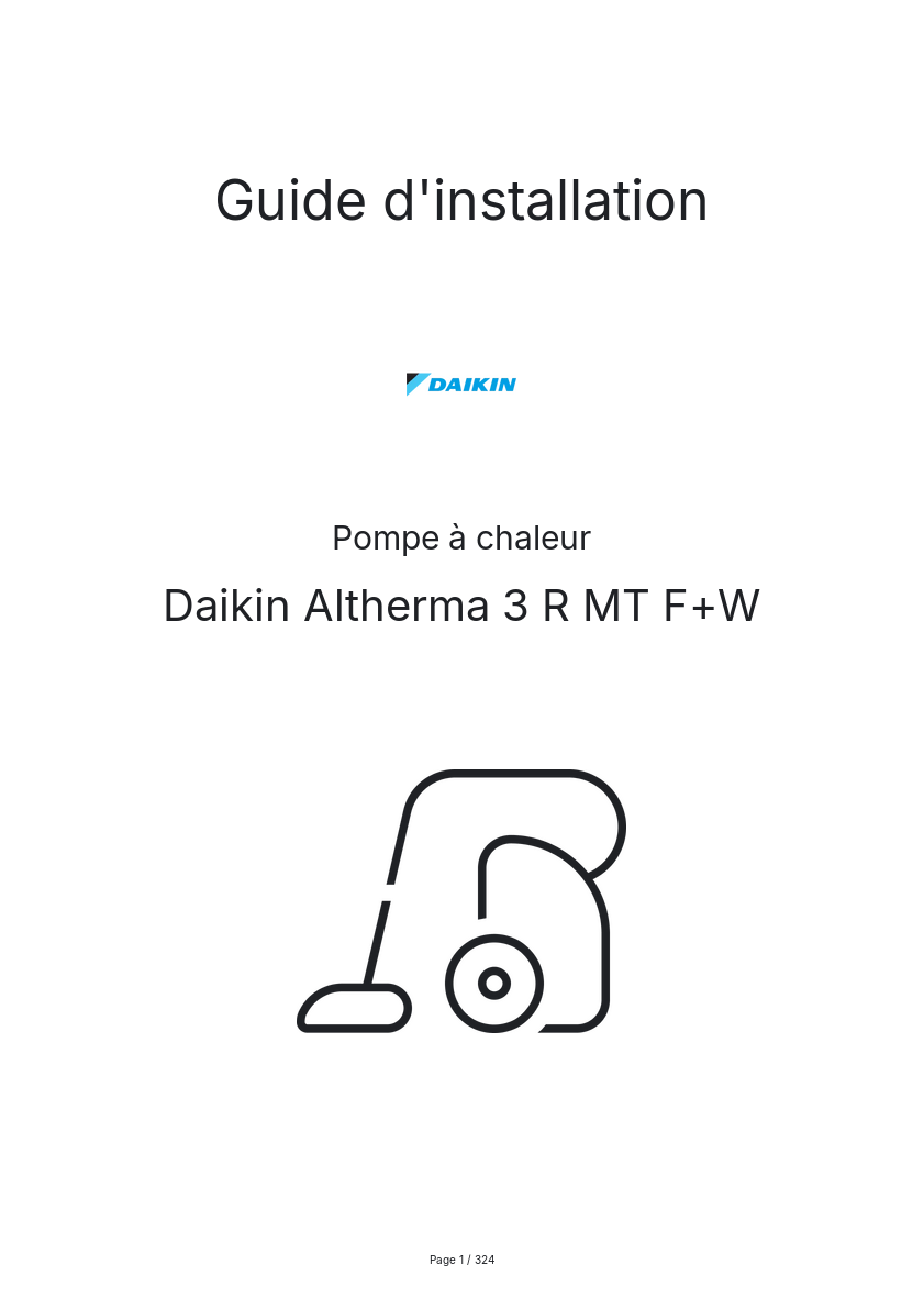 Page n°1 - Guide d'installation Daikin Altherma 3 R MT F+W