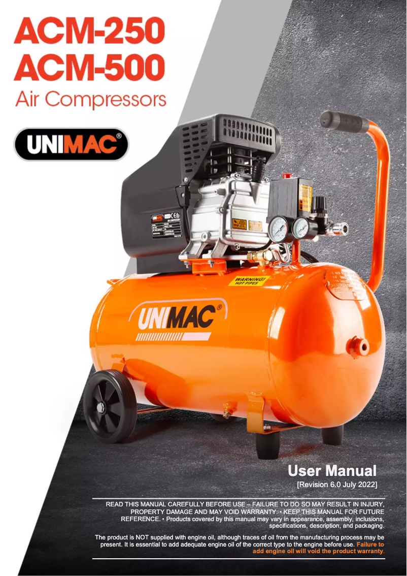 Page n°1 - Manuel utilisateur Unimac ACM-250