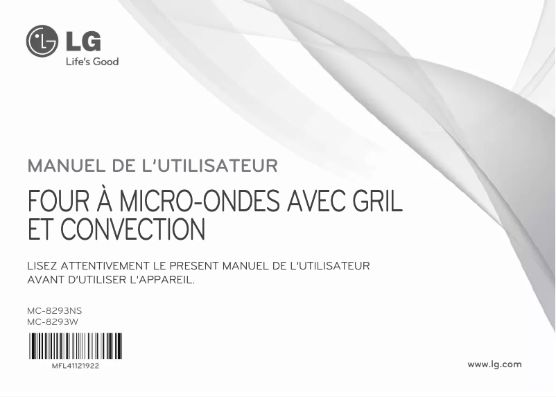 Page 1 de la notice Manuel utilisateur LG MC-8296W