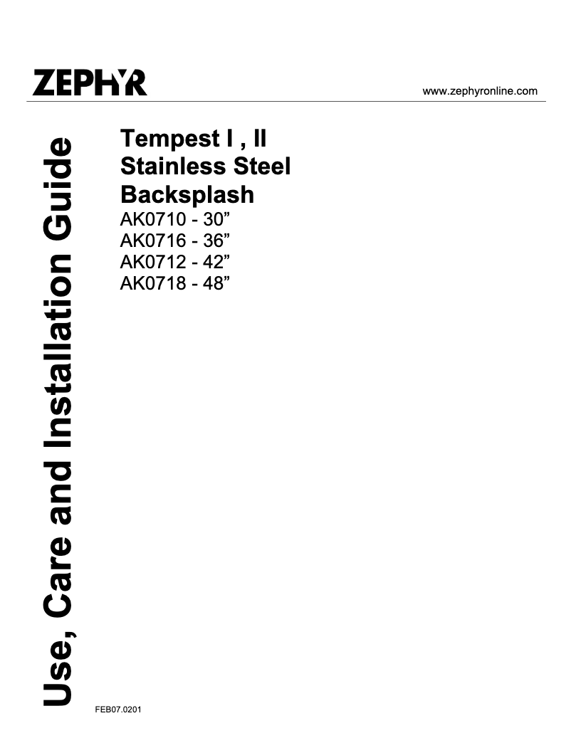 Page n°1 - Manuel utilisateur Zephyr AK0714